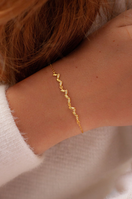 Tiny Gold Leaf Bracelet