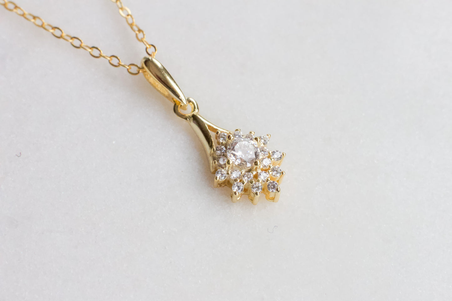 Dainty Gold Cubic Zirconia Pendant Necklace