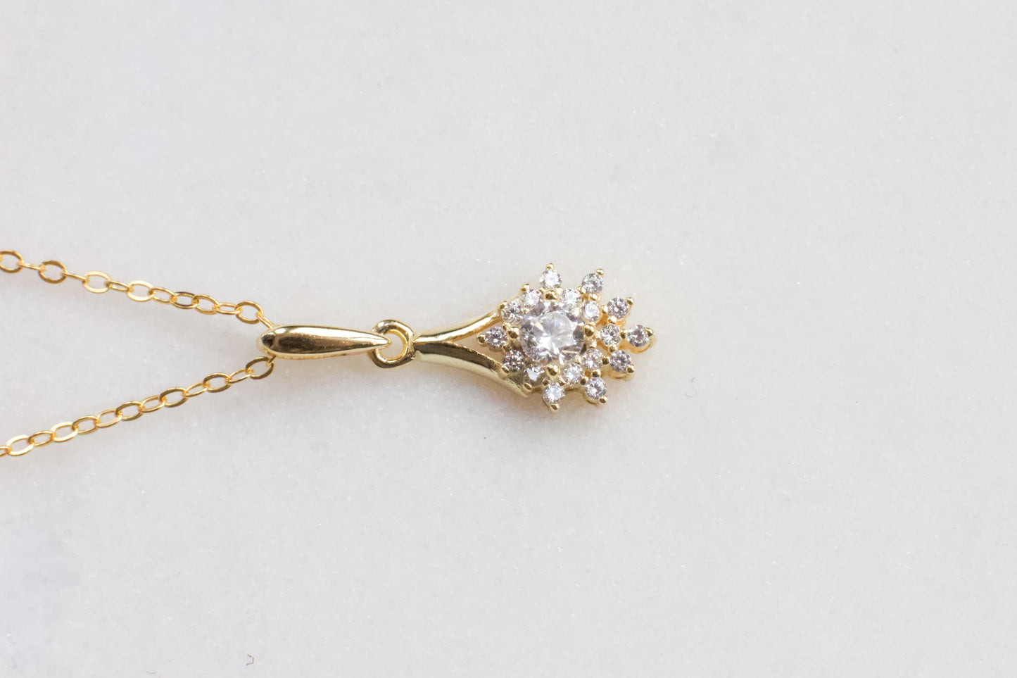 Dainty Gold Cubic Zirconia Pendant Necklace