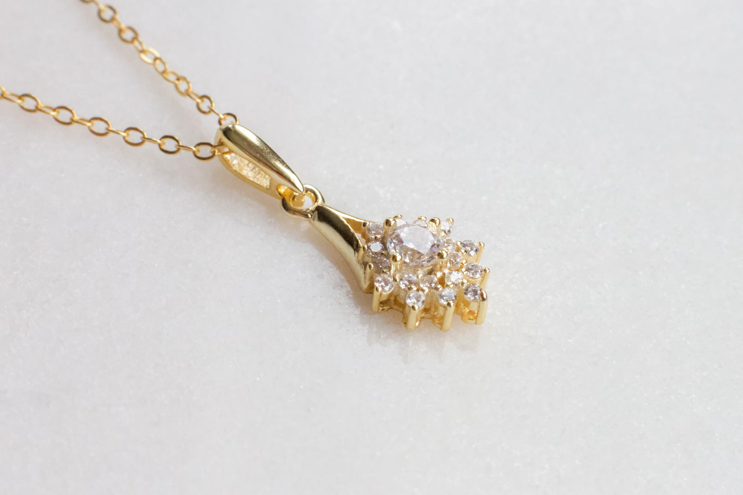 Dainty Gold Cubic Zirconia Pendant Necklace