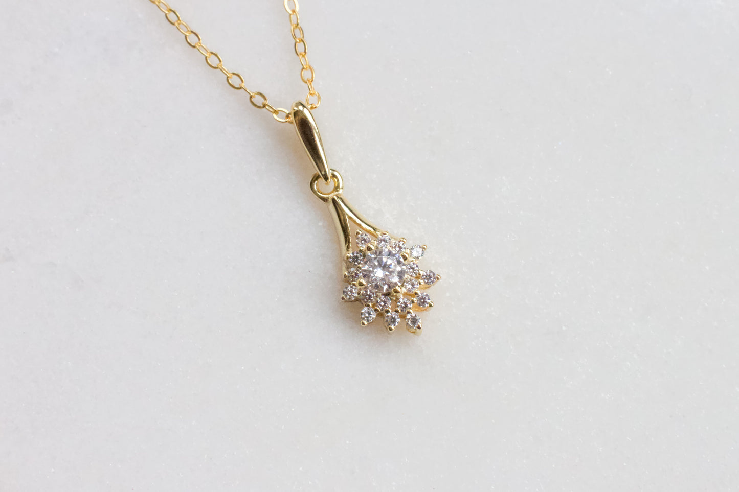 Dainty Gold Cubic Zirconia Pendant Necklace