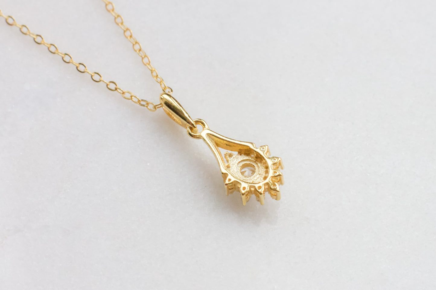 Dainty Gold Cubic Zirconia Pendant Necklace