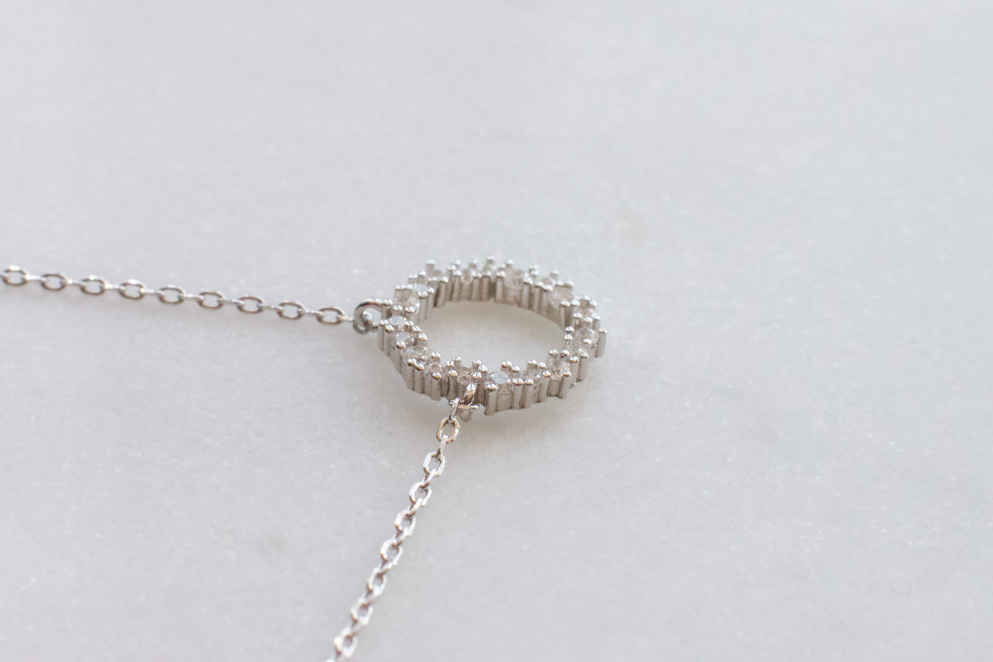 Silver Cubic Zirconia Circle Necklace