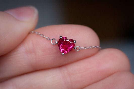 Dainty Pink Heart Bracelet