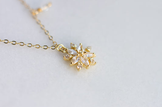 Cubic Zirconia Snowflake Necklace