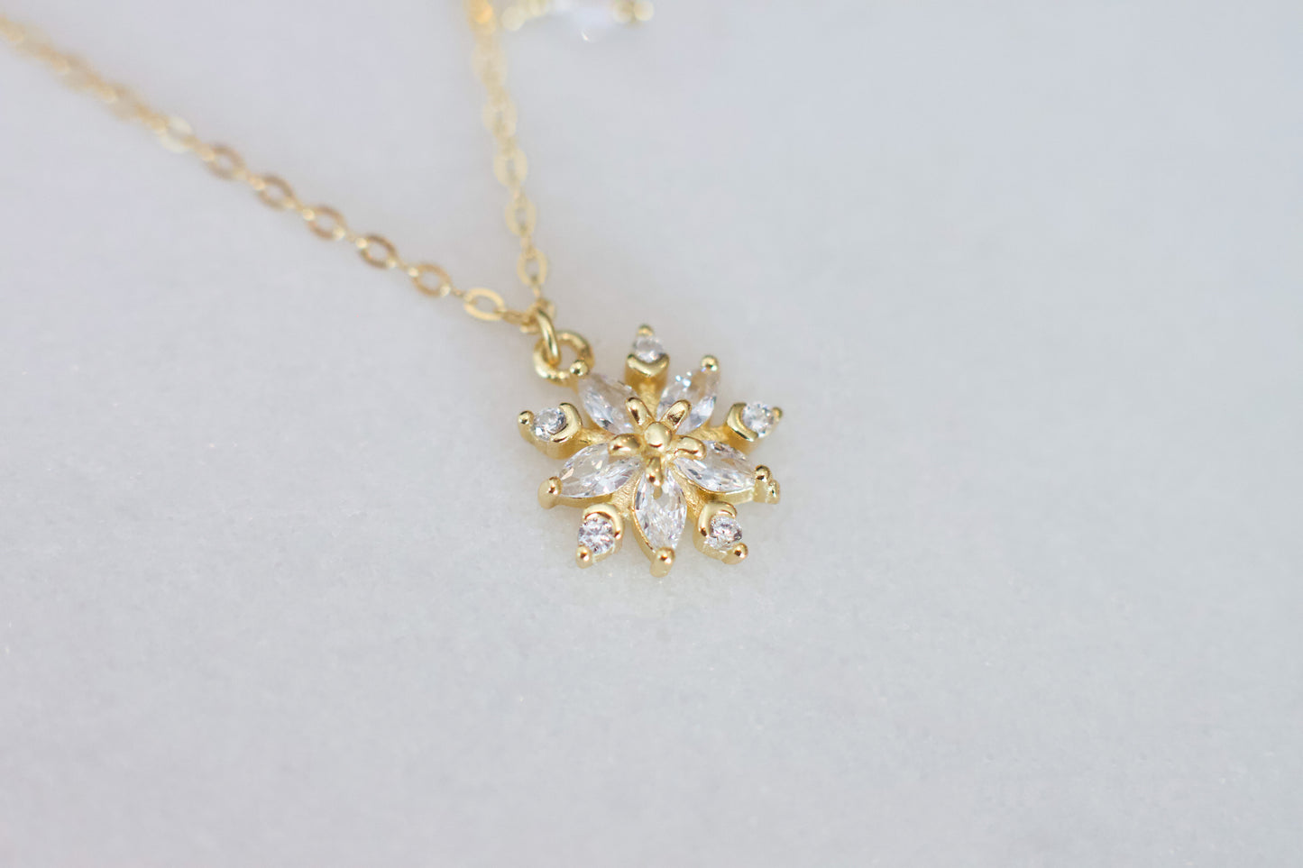 Cubic Zirconia Snowflake Necklace