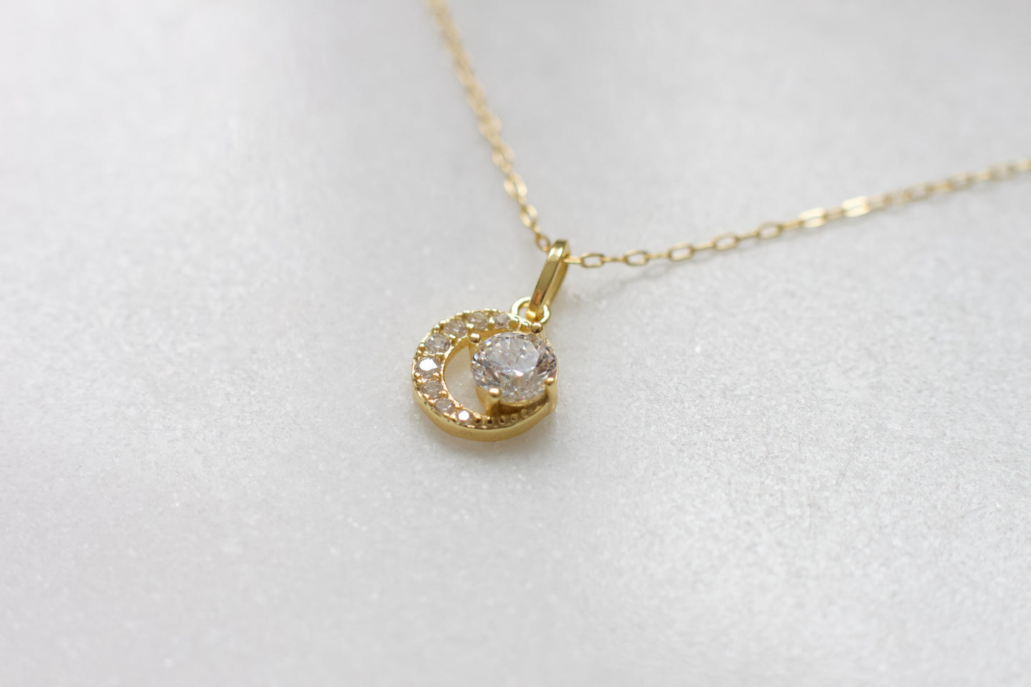 Tiny Gold Moon Crescent Necklace