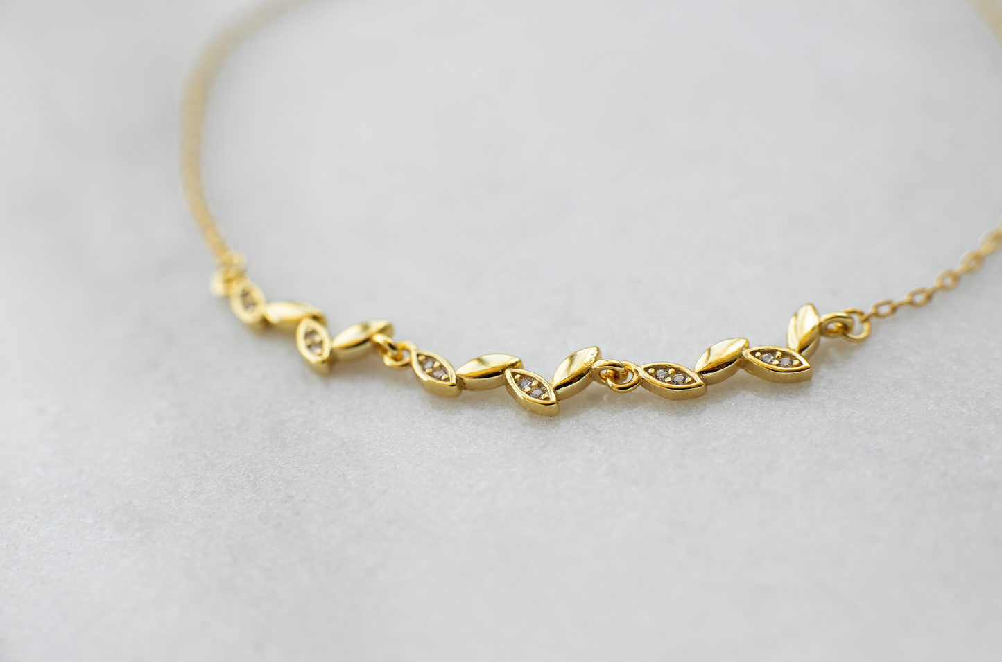 Tiny Gold Leaf Bracelet