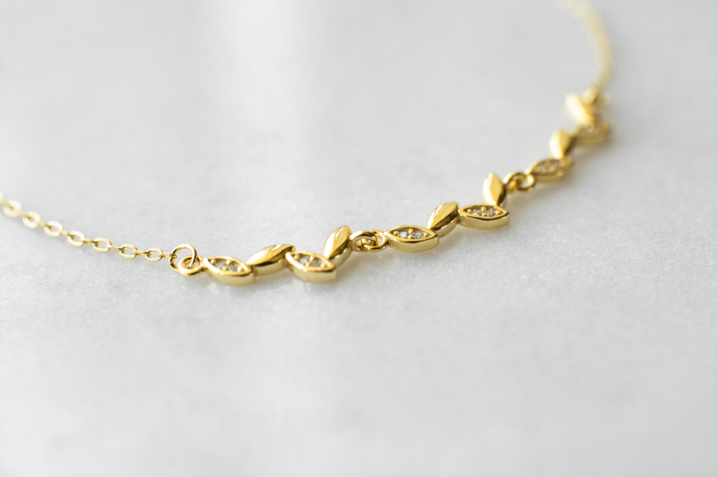 Tiny Gold Leaf Bracelet