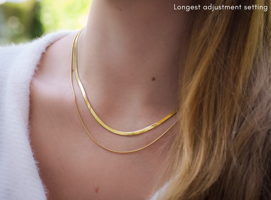 Layered Herringbone & Snake Chain Necklace