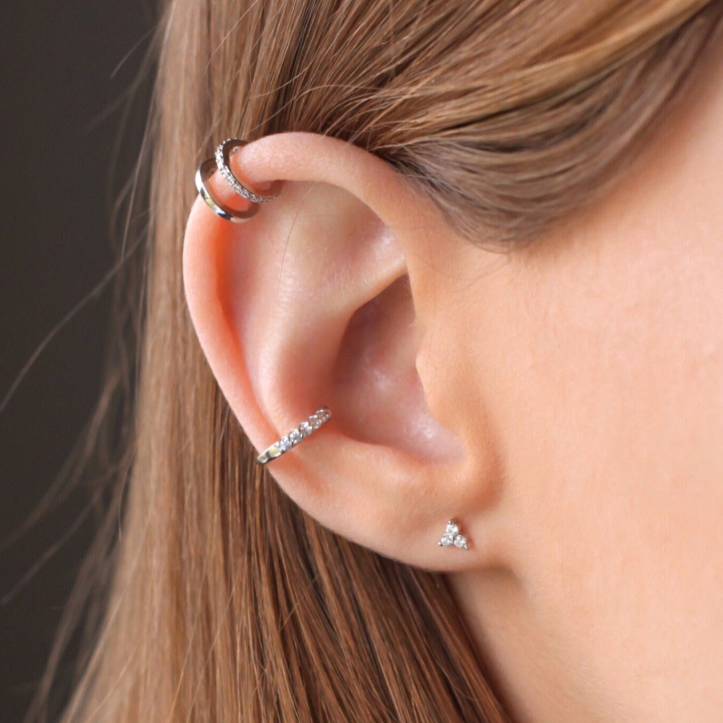 Triangle cubic zirconia stud earrings