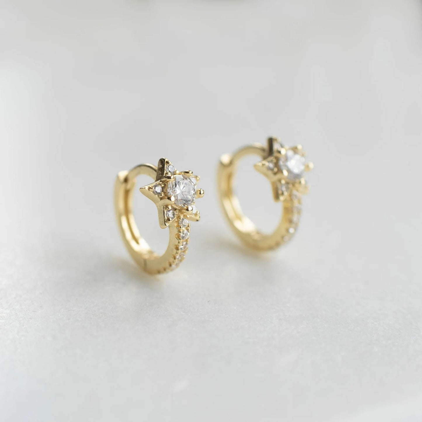 Minimalist Gold Star Huggie Hoops