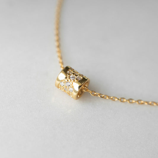 Delicate Gold Cubic Zirconia Cylinder Necklace